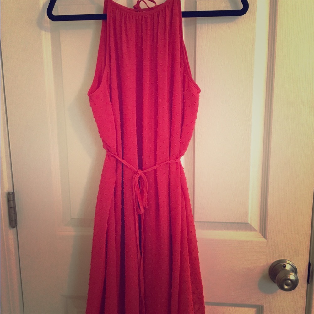 Elle coral sleeveless sundress
